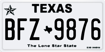 TX license plate BFZ9876