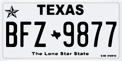 TX license plate BFZ9877