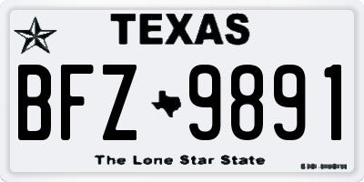 TX license plate BFZ9891
