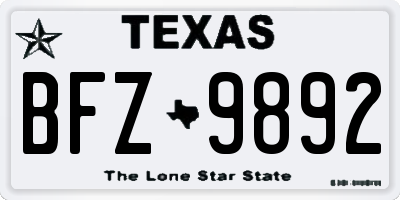 TX license plate BFZ9892