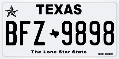 TX license plate BFZ9898