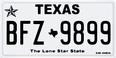 TX license plate BFZ9899