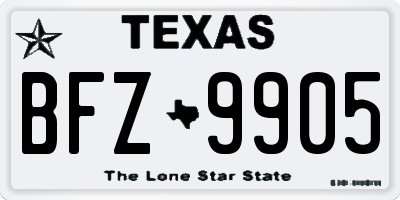 TX license plate BFZ9905