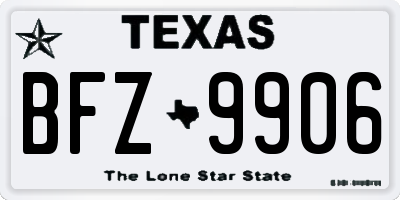 TX license plate BFZ9906