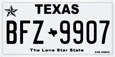 TX license plate BFZ9907