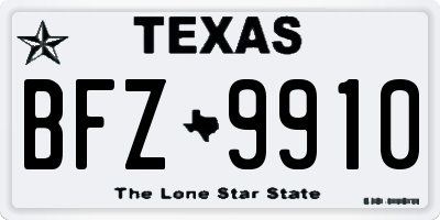TX license plate BFZ9910