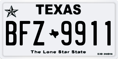 TX license plate BFZ9911