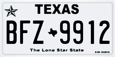 TX license plate BFZ9912