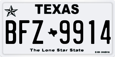 TX license plate BFZ9914