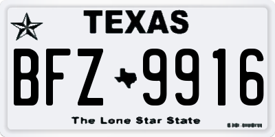 TX license plate BFZ9916