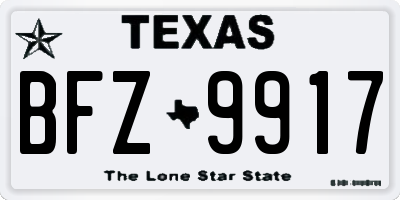 TX license plate BFZ9917