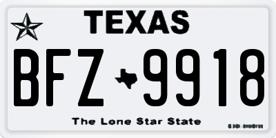 TX license plate BFZ9918