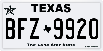 TX license plate BFZ9920