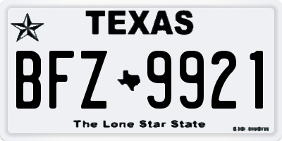 TX license plate BFZ9921