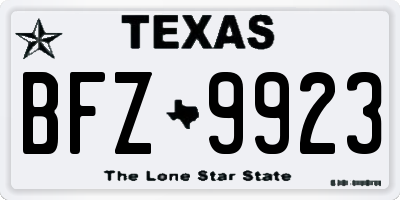 TX license plate BFZ9923