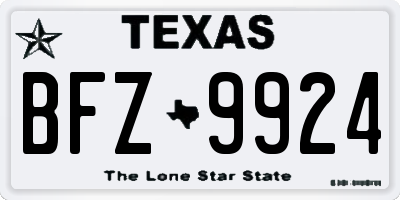 TX license plate BFZ9924