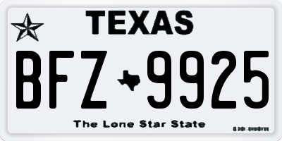 TX license plate BFZ9925