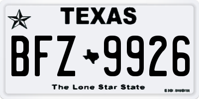 TX license plate BFZ9926