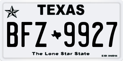 TX license plate BFZ9927