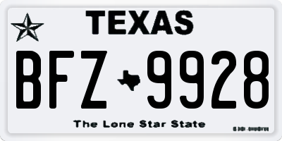 TX license plate BFZ9928