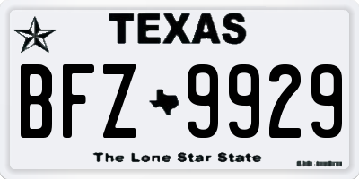 TX license plate BFZ9929