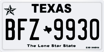 TX license plate BFZ9930