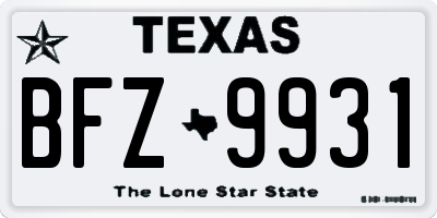 TX license plate BFZ9931