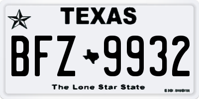 TX license plate BFZ9932