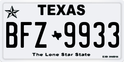 TX license plate BFZ9933