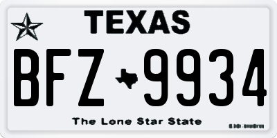 TX license plate BFZ9934
