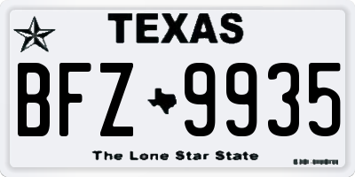 TX license plate BFZ9935