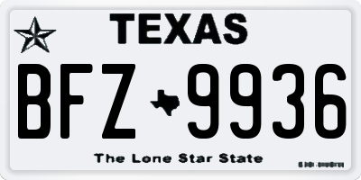 TX license plate BFZ9936