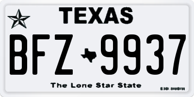 TX license plate BFZ9937