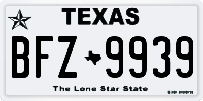 TX license plate BFZ9939