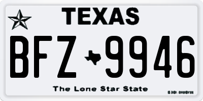 TX license plate BFZ9946