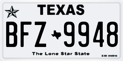 TX license plate BFZ9948
