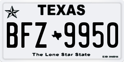 TX license plate BFZ9950