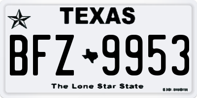 TX license plate BFZ9953