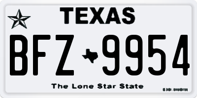 TX license plate BFZ9954
