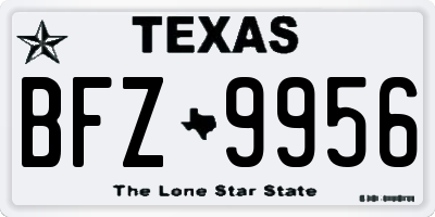 TX license plate BFZ9956