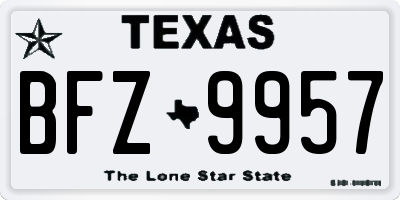 TX license plate BFZ9957