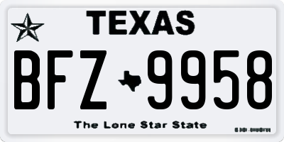 TX license plate BFZ9958