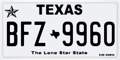 TX license plate BFZ9960