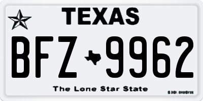 TX license plate BFZ9962
