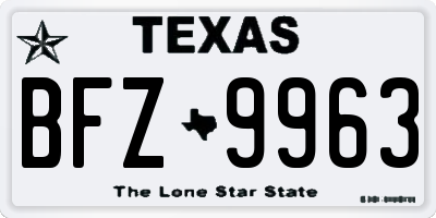 TX license plate BFZ9963