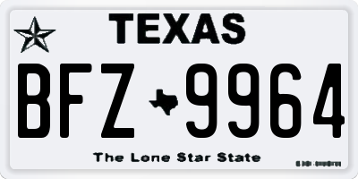 TX license plate BFZ9964