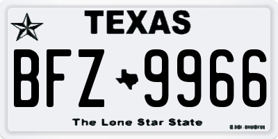 TX license plate BFZ9966