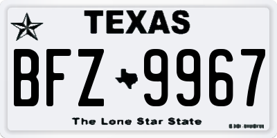 TX license plate BFZ9967