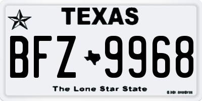 TX license plate BFZ9968