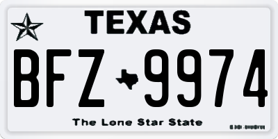TX license plate BFZ9974